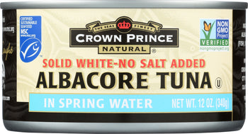 CROWN PRINCE: Albacore Tuna Solid White No Salt Added, 12 oz