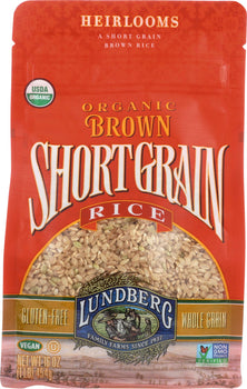 LUNDBERG: Rice Brown Short Grain Heirloom Organic, 16 oz