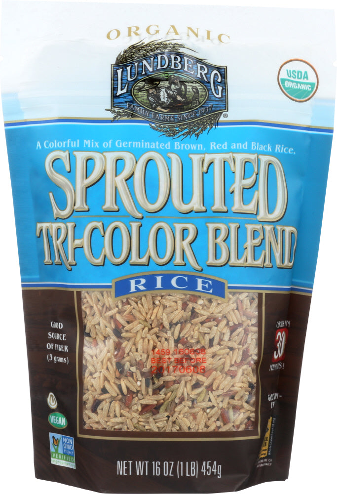 LUNDBERG: Organic Sprouted Tri-Color Rice Blend, 16 oz