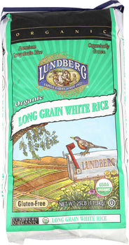 LUNDBERG: Rice White Longrain Organic Gluten Free, 25 lb