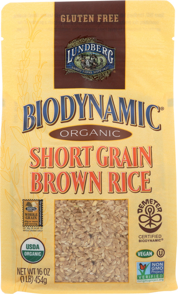 LUNDBERG: Organic Biodynamic Short Grain Brown Rice, 1 lb