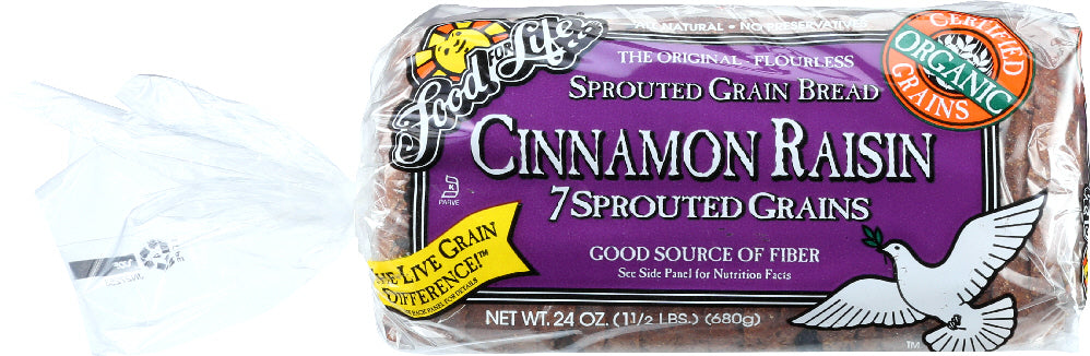 FOOD FOR LIFE: 7 Sprouted Grains Cinnamon Raisin Bread, 24 oz