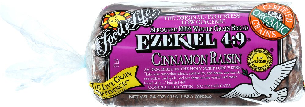 FOOD FOR LIFE: Ezekiel 4:9 Cinnamon Raisin Sprouted Grain Bread, 24 oz