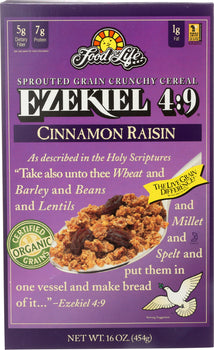 FOOD FOR LIFE: Ezekiel 4:9 Sprouted Grain Cereal Cinnamon Raisin, 16 oz