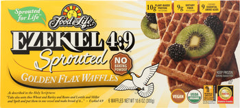 FOOD FOR LIFE: Ezekiel 4:9 Sprouted Golden Flax Waffles, 10.60 oz