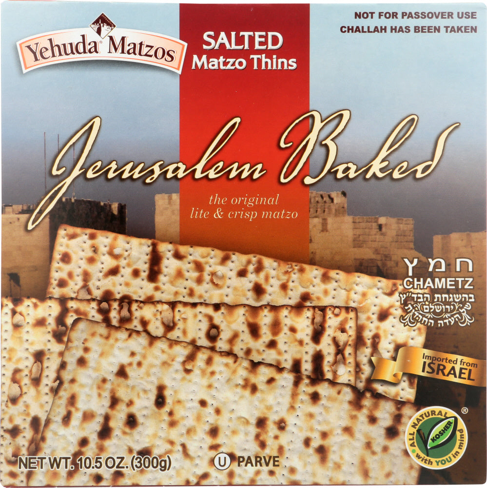 YEHUDA MATZOS: Jerusalem Baked Salted Matzo Thins, 10.5 oz