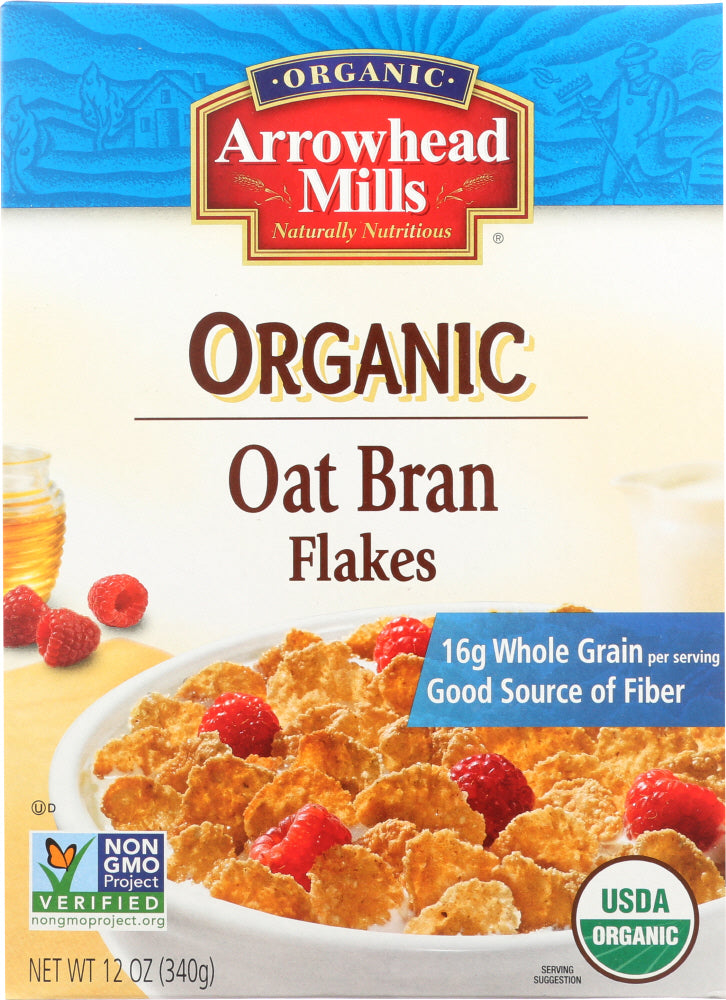 ARROWHEAD MILLS: Organic Oat Bran Flakes, 12 oz