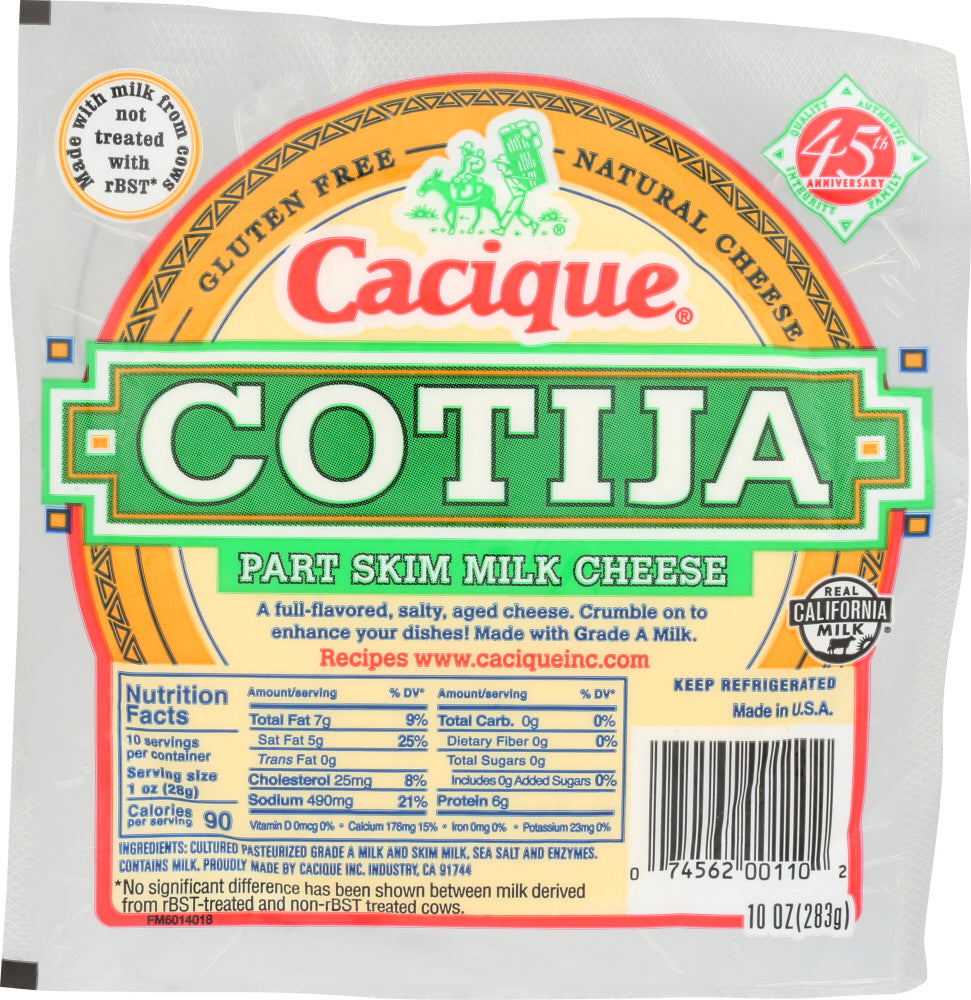 CACIQUE: Cotija Part Skim Milk Cheese, 10 oz