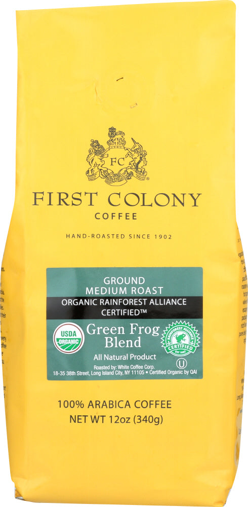 FIRST COLONY: Rainforest Blend Green Frog Coffee, 12 oz