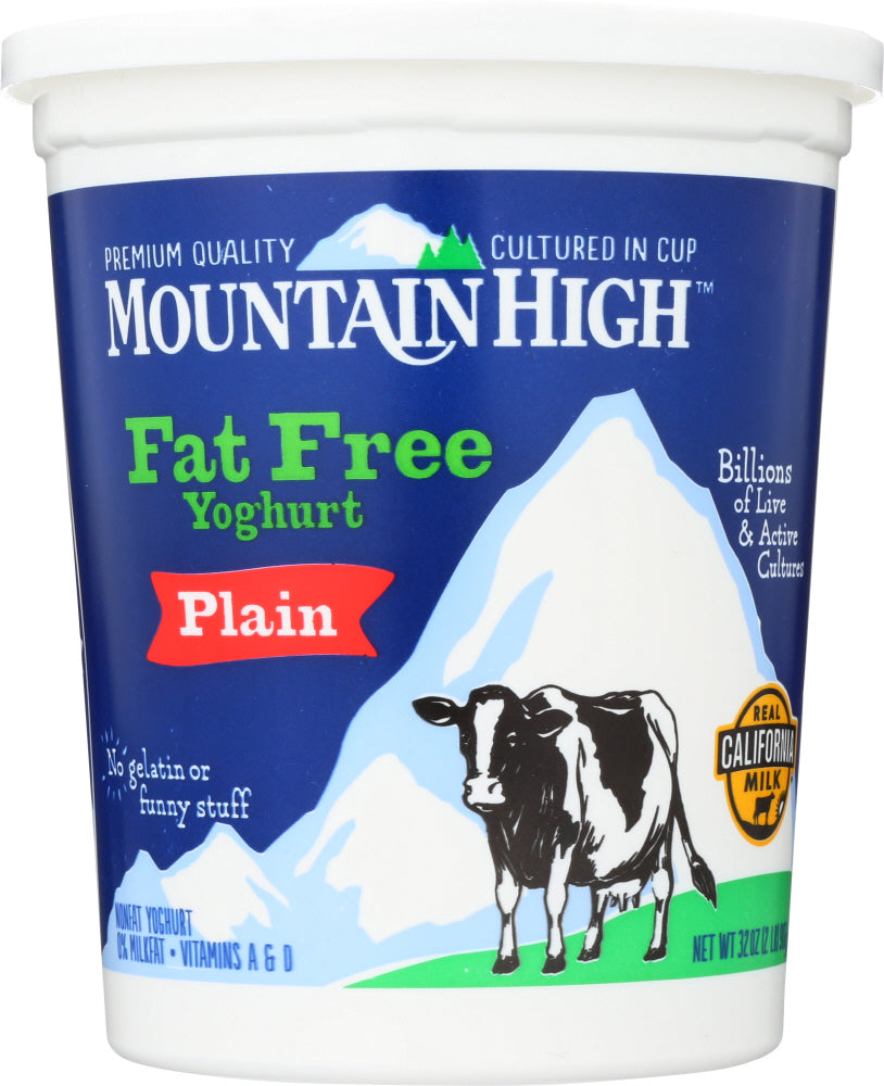 MOUNTAIN HIGH: Fat Free Plain Yoghurt, 32 oz