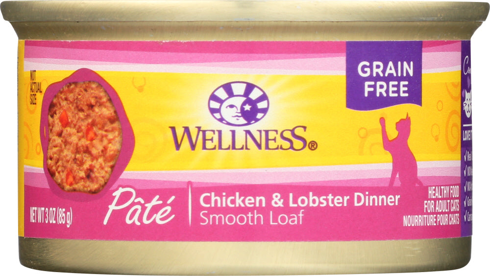 WELLNESS: Adult Chicken and Lobster Canned Cat Food, 3 oz