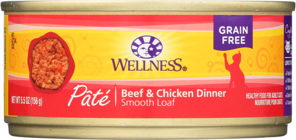 WELLNESS: Adult Beef & Chicken Cat Food, 5.5 oz