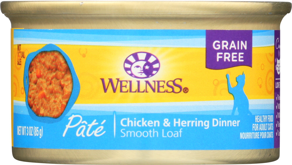 WELLNESS: Adult Chicken and Herring Canned Cat Food, 3 oz