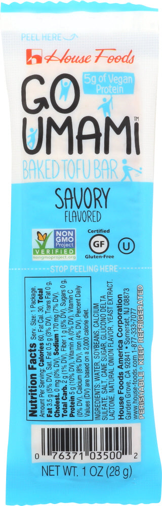 HOUSE FOODS: Go Umami Baked Tofu Bar Savory, 1 oz