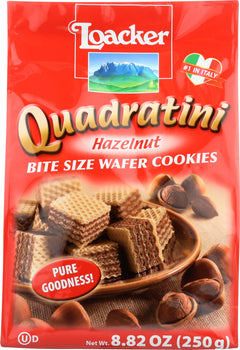 LOACKER: Quadratini Hazelnut Wafer 250g, 8.82 oz