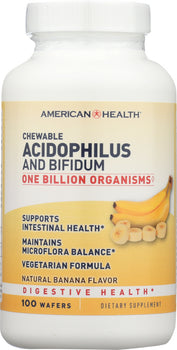 AMERICAN HEALTH: Probiotics Acidophilus and Bifidus Chewable Banana Flavor, 100 Wafers