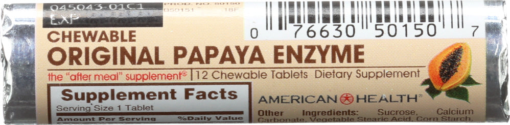 AMERICAN HEALTH: Papaya Enzyme Original Roll, 12 tb