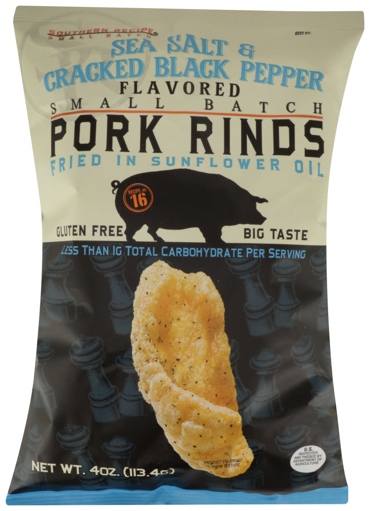 SOUTHERN RECIPE SMALL BATCH: Pork Rind Sea Salt Cracked Pepper, 4 oz