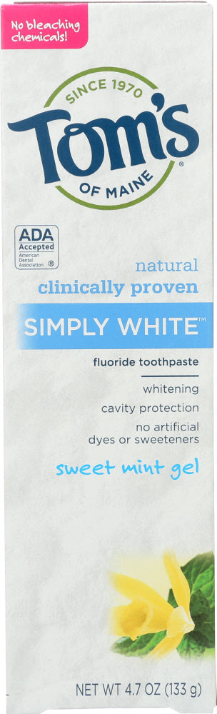 TOMS OF MAINE: Toothpaste White Gel Mint Sweet, 4.7 oz