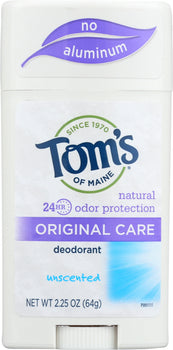 TOMS OF MAINE: Original Care Deodorant Unscented, 2.25 Oz