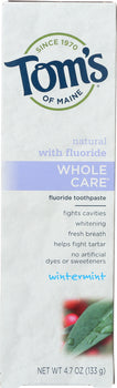 TOMS OF MAINE: Whole Care Fluoride Toothpaste Wintermint, 4.7 Oz