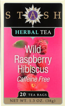 STASH TEA: Herbal Tea Wild Raspberry Hibiscus Caffeine Free 20 Tea Bags, 1.3 Oz