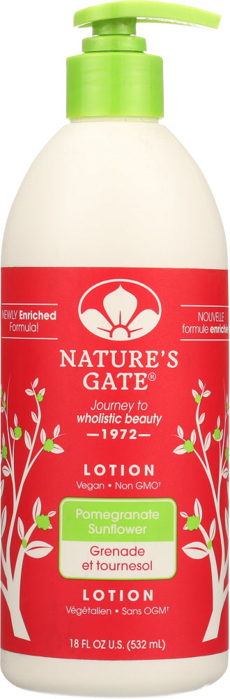 NATURES GATE: Moisturizing Lotion Pomegranate Sunflower, 18 oz