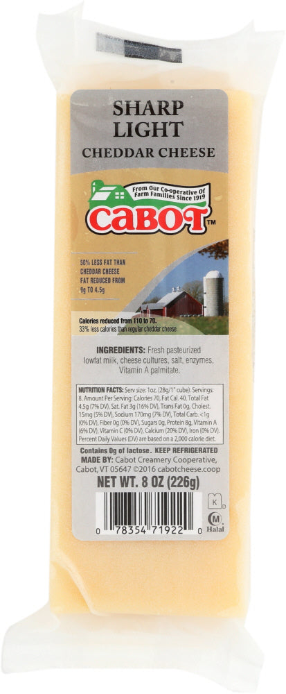 CABOT: Sharp Light Cheddar Cheese, 8 oz