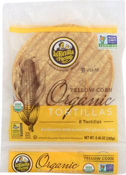 LA TORTILLA FACTORY: Yellow Corn Organic Tortillas, 8.46 oz