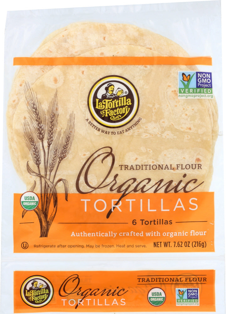 LA TORTILLA FACTORY: Traditional Flour Organic Tortillas, 7.62 oz