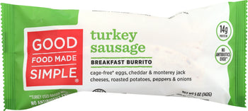 GOOD FOOD MADE SIMPLE: Turkey Sausage Breakfast Burrito, 5 oz