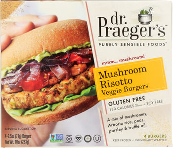 DR PRAEGER: Mushroom Risotto Veggie Burgers, 10 oz