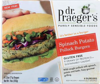 DR PRAEGER: Spinach Potato Pollock Burger, 10 oz