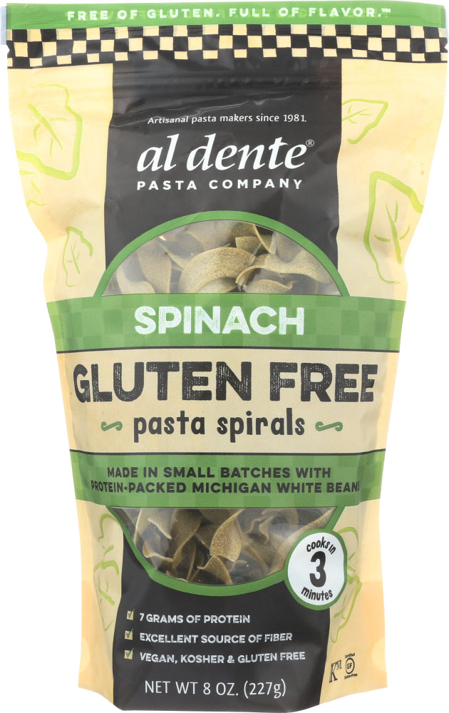 AL DENTE: Gluten Free Spinach Pasta Spirals, 8 oz