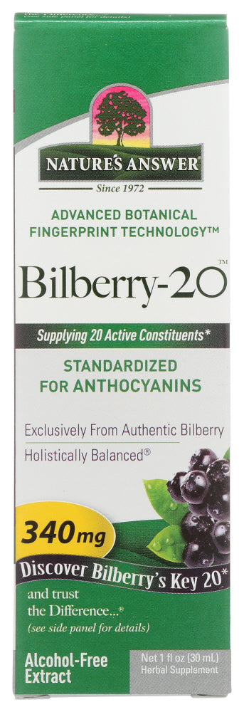 NATURES ANSWER: Bilberry 20 Alcohol Free, 1 fo