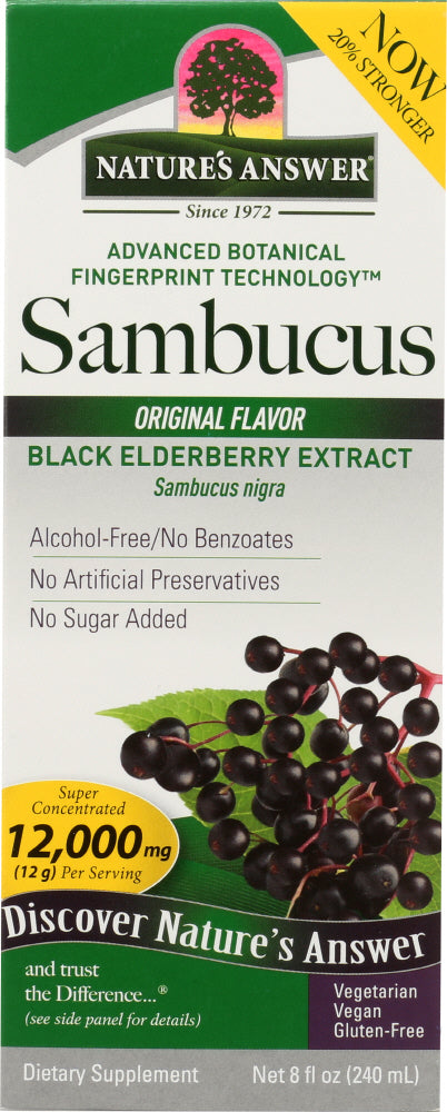 NATURE'S ANSWER: Sambucus Nigra Black Elder Berry Extract 5000 mg, 8 oz