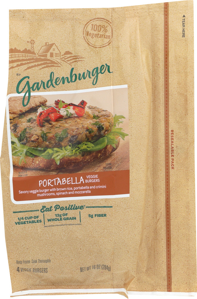 GARDENBURGER: Frozen Portabella Veggie Burgers, 10 oz