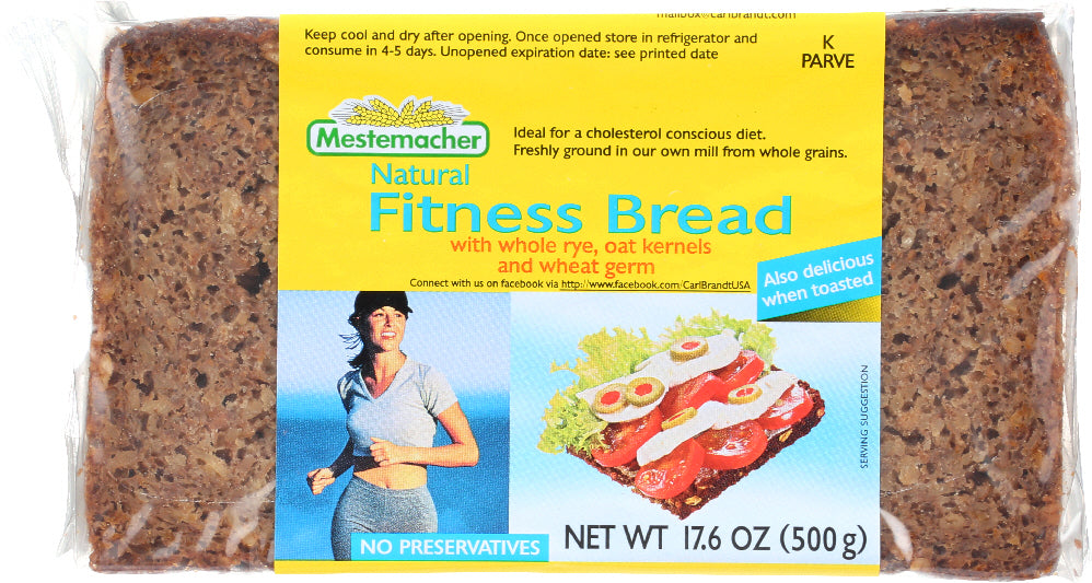 MESTEMACHER: Fitness Bread with Whole Rye Oat Kernels and Wheat Germs, 17.6 oz