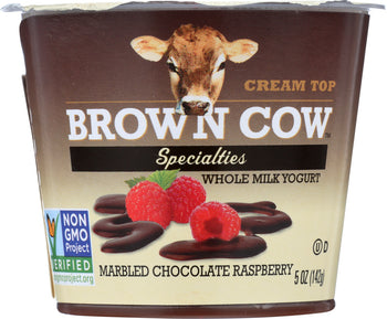 BROWN COW: Cream Top Marbled Chocolate Rapsberry Whole Milk Yogurt, 5 oz