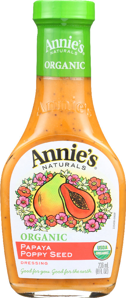 ANNIES HOMEGROWN: Organic Papaya Poppy Seed Dressing, 8 oz