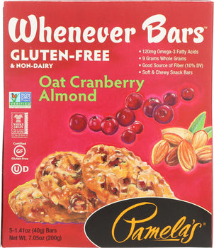 PAMELA'S: Whenever Bars Oat Cranberry Almond, 7.05 oz