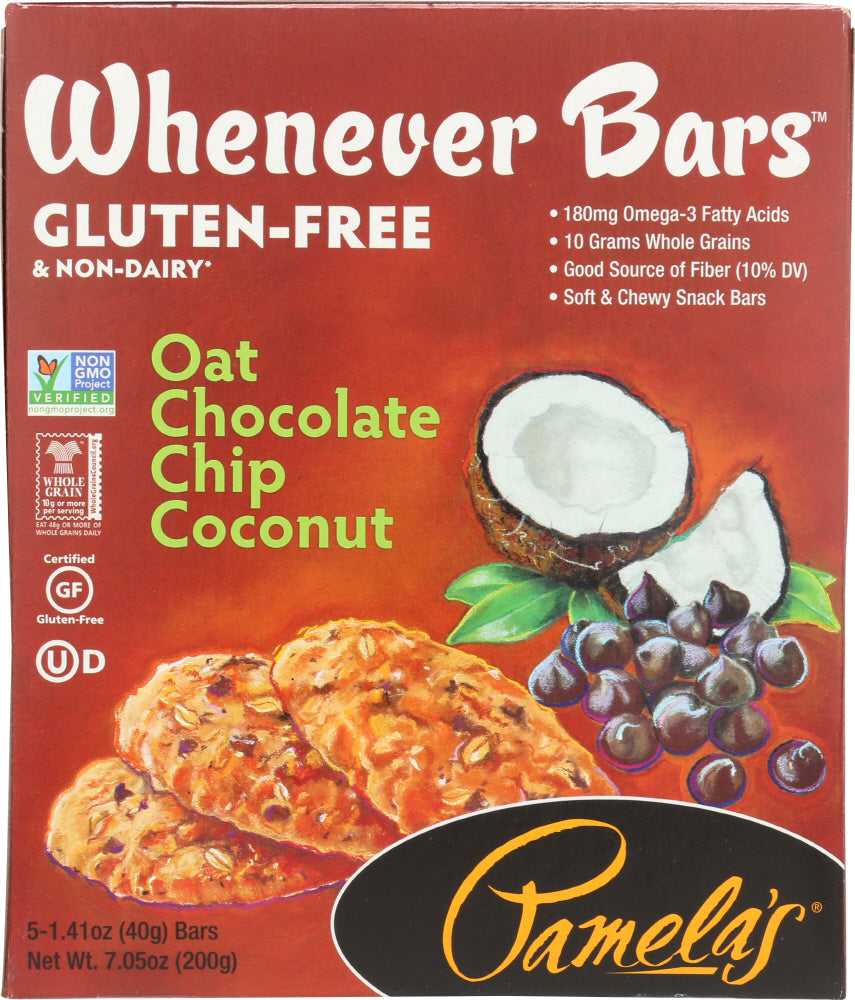 PAMELA'S: Whenever Bars Oat Chocolate Chip Coconut, 7.05 oz