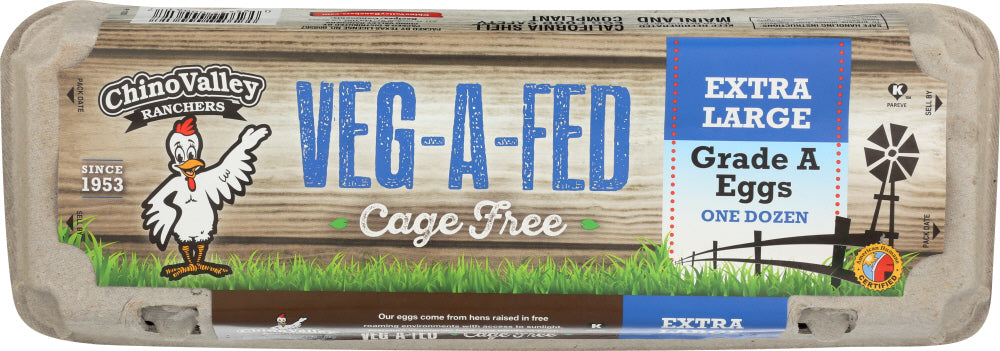 CHINO VALLEY: Veg-A-Fed Extra Large White Eggs, 1 dz