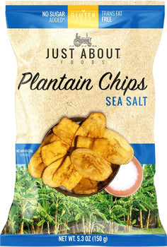 JUST ABOUT FOODS: Chips Plantain Sea Salt, 5.3 oz