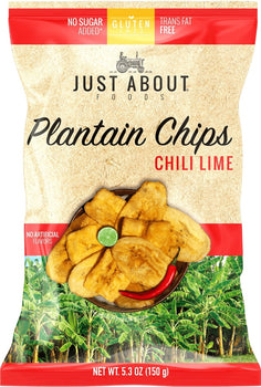 JUST ABOUT FOODS: Chips Plantain Chili Lime, 5.3 oz