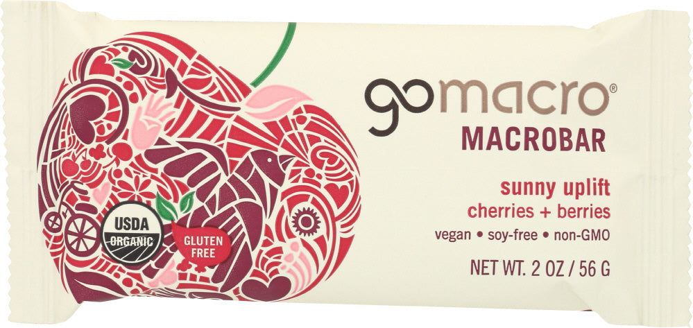 GOMACRO: MacroBar Sunny Uplift Cherries + Berries, 2 oz