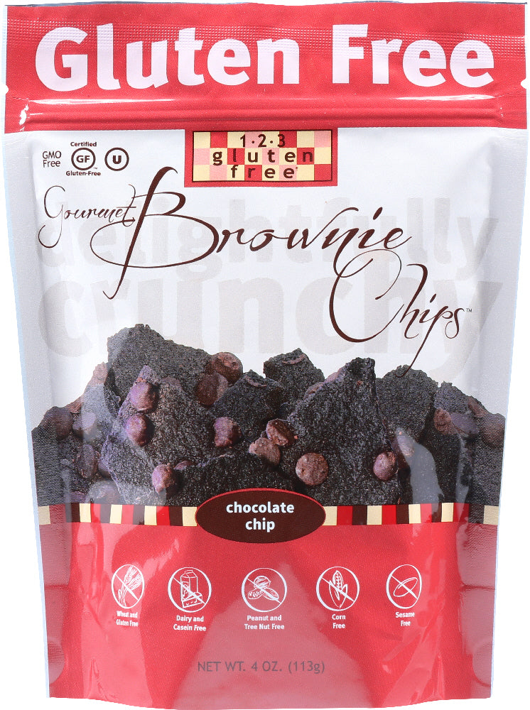 123 GLUTEN FREE: Gourmet Brownie Chips Chocolate Chip, 4 oz