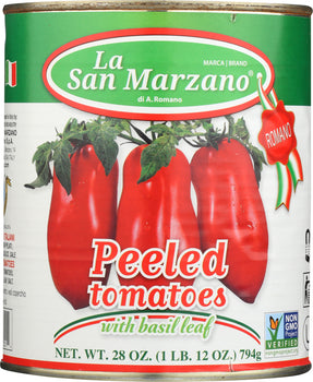 LA SAN MARZANO: Peeled Tomatoes with Basil Leaf, 28 fl oz