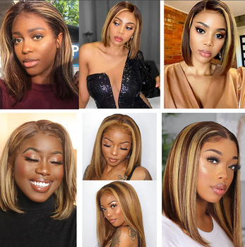 TT Hair P4/27 Highlight Bob Lace Front Wigs Remy Human Hair 13x4 Lace Front Bob Wigs For Black Women