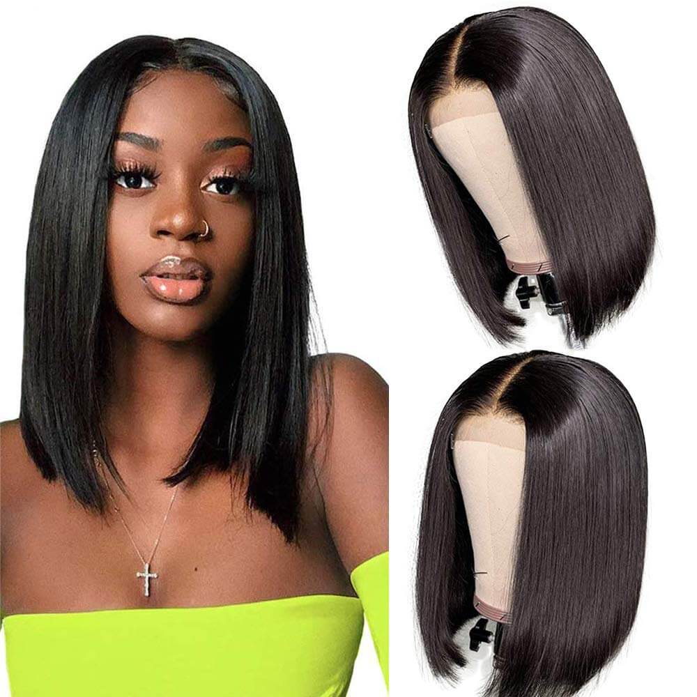 Straight 4*4 13*4 Transparent Lace Bob Wigs High Quality Short Human Hair Wigs Blinghair